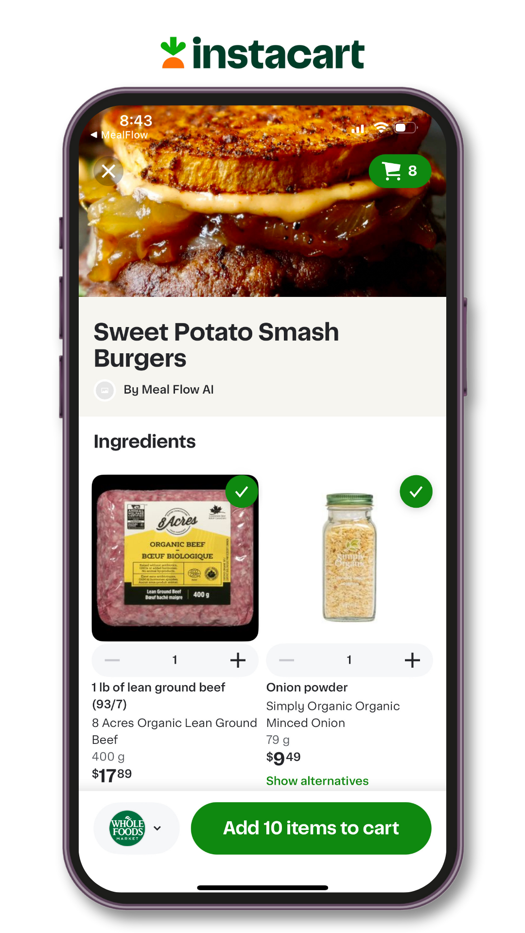 Recipe Card with Groceries